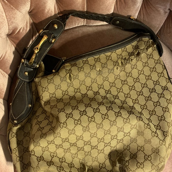 Gucci brown / beige GG canvas Hobo purse. - Picture 2 of 12